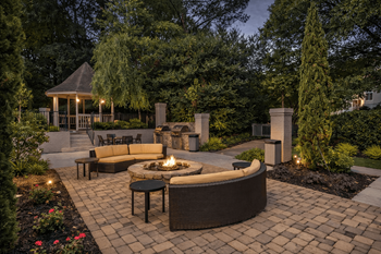 Outdoor fire pit with lounge seating